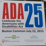 ADA 25 sign. ADA is in red font while 25 is in blue font on a white background.